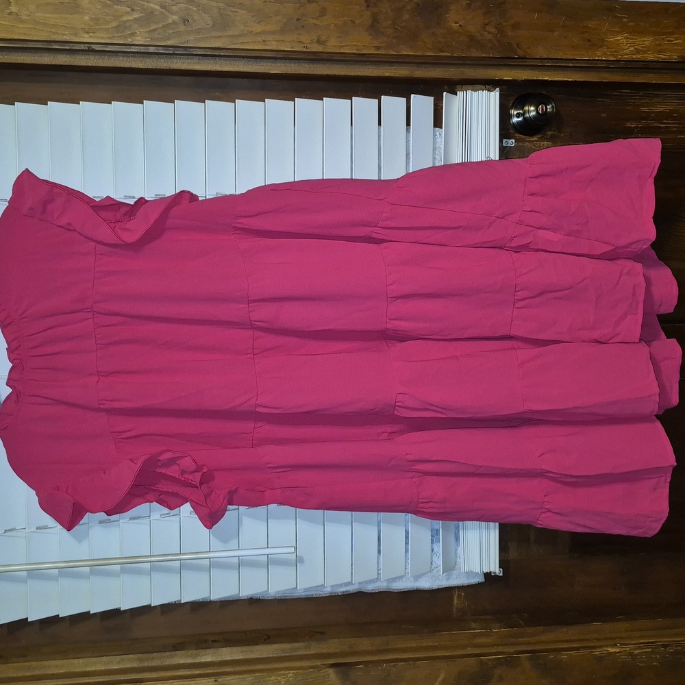SHEIN VCAY Size 4XL HOT PINK RUFFLE TIERED BABYDOLL DRESS. NWT. - Picture 3 of 10